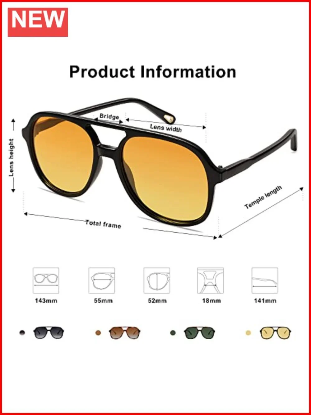 Retro Polarized Aviator Sunglasses Square Frame UV Protection